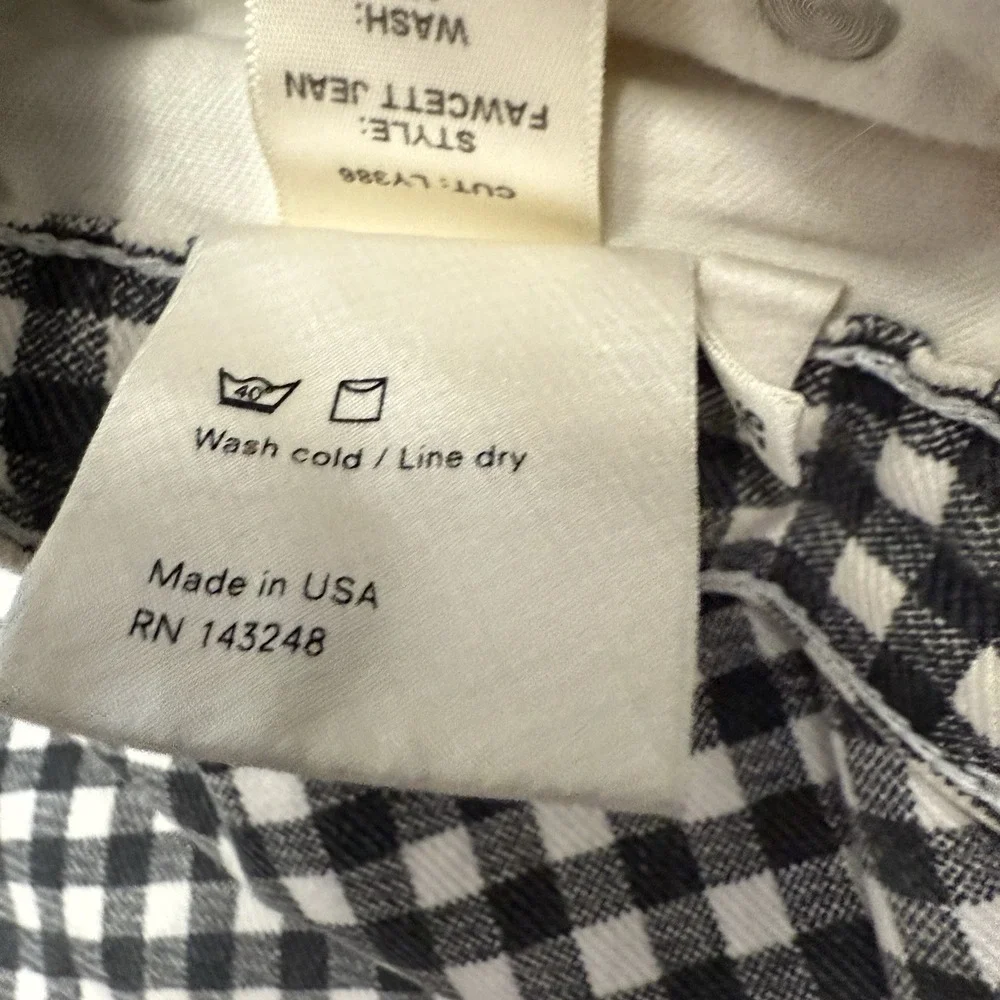 Reformation Fawcett jean women's 26 gingham check plaid preppy boho festival - Picture 14 of 15